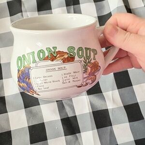 Onion Soup bowl coffee mug cup 3" recipe handle white